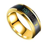 LRXIYODE Titanium Steel Smart Temperature Ring for Couples Gold Plated Unisex Ring Women Fashion Jewelry Simple and Elegant
