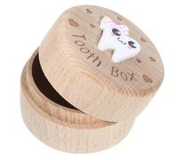 LRXIYODE Tooth Box Wooden Keepsake Box for Baby Teeth Storing Preserving Memories Carved Design Wood Container for Boys and Girls