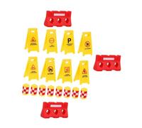 LRXIYODE Traffic Sign for Educational Roadblock Street Signs with Yellow Crash Barrels Red Barricades Plastic Cognitive Learning for Boys and Role Play