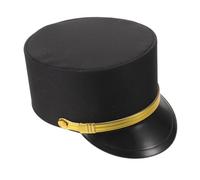 LRXIYODE Train Engineer Hat Black Pillbox Conductor Cap Vintage Locomotive Uniform Accessory for Adult Costume Parties and Railway Role Play