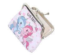LRXIYODE Unicorn Coin Purse Small PVC Printed Purse for Girls Portable Travel Wallet for Women and Girls White Letter Design