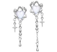 LRXIYODE Unique Star Shaped Heart Earrings for Women Dangle Jewelry for Daily Wear Parties and Weddings Easy to Put Needle Design