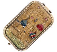 LRXIYODE Vintage Compact Makeup Mirror Double-sided Metal Folding Mini Mirror Portable Travel in Antique Bronze for On-the-go Touch-ups