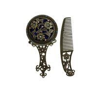LRXIYODE Vintage Portable Handheld Vanity Mirror and Comb Lightweight Compact Makeup Mirror with Comfortable Grip Unbreakable Design for Travel and Daily Use Random Color
