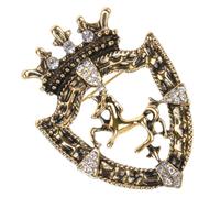 LRXIYODE Vintage Zinc Alloy Lapel Pin Delicate Brooch for Men Retro Crown Shield Badge Classic Small Brooch Ornament for Suits Weddings Parties Work and Elegant Accessory