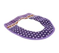 LRXIYODE Washable Soft Toilet Seat Cover Pad with Hook and Loop Self Adhesive Tapes, Warm Lint and Pu Leather Cushion for Home and Travel, Purple Dot Pattern Design