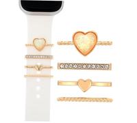 LRXIYODE Watch Strap Decorative Loop and Wristband Decorative Ring for Women 38mm Silicone Band Accessories Gold Color Suitable for Smartwatch and Casual Wear