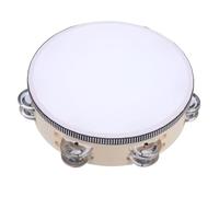 LRXIYODE Wooden Hand Tambourine for Double Row Jingles Beginner Rhythm Drum for Preschool Music Class Party Dance and Worship Activities