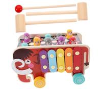 LRXIYODE Wooden Pounding Bench for Natural Wood Hammering Plaything with Cartoon Shapes Impact-resistant Educational for Fine Motor Skill Development and Early Learning Fun