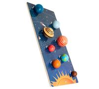 LRXIYODE Wooden Solar System Puzzle for Educational Planet Cognition with Planets Shape Matching Montessori Early Learning Board for Boys