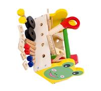 LRXIYODE Wooden Tool Box Multi Function Educational Solid Wood Tools for Boys and Water Based Paint Safe Promotes Social Skills and Intellectual Development