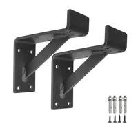 LRYELWA 2 Pack Scaffold Board Shelf Brackets with Lips,5mm Thick Heavy Duty Wall Mounted Brackets for Shelves,Floating Shelf Supports for Living Room Bedroom Garage,with Screws (47cm,Black)