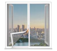 LRYELWA Fly Screen for Windows with Self-Adhesive Tape,Grey Mesh,Window Net to Keep Bugs Out Bug Net for Windows Fits Any Size,Easy Installation No Drilling,Custom (120cm x 50cm,White)