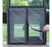 LRYELWA Fly Screens for Windows,Window Nets Insects to Keep Bugs Out,Adjustable DIY Window Screen Mesh,No Drilling Insect Net,Easy Installation,with Self-Adhesive Tape,Grey Net (80cm x 140cm,Black)
