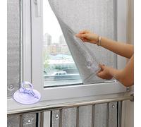 LRYELWA Total Blackout Window Glass Film Double Side Aluminium Insulation Foil Heat Reflective Window Film,for Sun Room Loft Boat Caravan Auto,with Suction Cup,Custom (100cm x 165cm,Grey)
