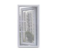 LRYELWA Window Fly Screen with Double Zip Opening,Easy to Open Windows,Keep Bugs Mosquitoes Out,Washable Insect Mesh,Self-Adhesive Netting,Gray Mesh Net,Customizable (100cm x 140cm,White)