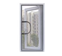 LRYELWA Window Fly Screen with Double Zip Opening,Easy to Open Windows,Keep Bugs Mosquitoes Out,Washable Insect Mesh,Self-Adhesive Netting,Gray Mesh Net,Customizable (130cm x 150cm,Gray)