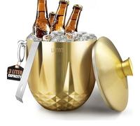 LRYYBTI 3L Double Wall Stainless Steel Ice Bucket, Gold