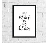 LS Bright Design Kitchen Wall UNFRAMED Prints Posters And Funny Food Drink Saying Quotes Home Decor Gifts (A4 (210mm x 297mm), no-bitchin-in-my-kitchen-2)