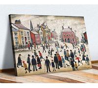 LS Lowry People Standing About CANVAS WALL ART PRINT ARTWORK PAINTING FRAMED (36in x 24in / 91cm x 60cm)