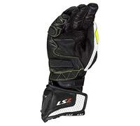 LS2 Swift Leather Gloves Motorcycle Motorbike - Black / Neon Yellow
