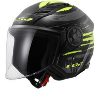 LS2 OF616 Airflow II Brush Jet Helmet, black-yellow, size 2XL for Men