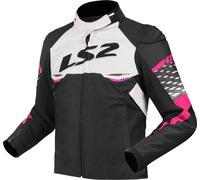 LS2 Apex waterproof Ladies Motorcycle Textile Jacket, black-white-pink, size S for Women