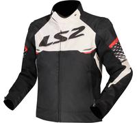 LS2 Apex waterproof Motorcycle Textile Jacket, black-white-red, size S for Men
