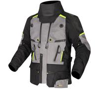 LS2 Apollo waterproof Motocycle Textile Jacket, black-grey-yellow, size L for Men