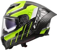 LS2 Dragon FF807. Motorcycle Helmet. Full Face. Full Carbon. Dark Visor, Pinlock and Carrying Bag Included. TRAX Gloss High Viz Yellow. M