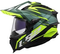 LS2, Explorer Spire Motorcycle Cross Helmet Green H-V Yellow, S