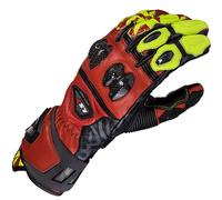 LS2 Feng Leather Motorcycle Motorbike Racing Gloves - Red / Hi-Vis Yellow