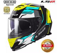 LS2 FF800 Storm II Tracker Black H-V Yellow Full Face Helmet S