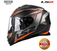 LS2 FULL FACE MOTORCYCLE CRASH HELMET FF800 STORM-II RACER DUAL VISOR ACU GOLD
