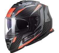 LS2 FF800 STORM II Dual Visor Full Face Motorcycle Helmet - RACER Matt Titanium Orange (3XL) 65-66cm