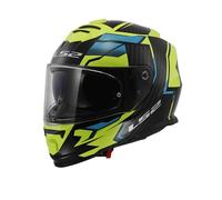 LS2 FF800 STORM II Dual Visor Full Face Motorcycle Helmet. TRACKER BLACK H-V YELLOW (M) 57-58cm