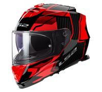 LS2 FF800 STORM II Dual Visor Full Face Motorcycle Helmet. TRACKER BLACK RED (3XL) 65-66cm