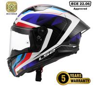 LS2 FF805 Thunder GP Raute Carbon Helmet, white-red-blue, size XL for Men