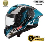 LS2 FF805 Thunder GP Huertas Replica Carbon Helmet, white-blue, size L for Men