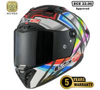 LS2 FF805 THUNDER CARBON FIBRE ACU GOLD FULL FACE MOTORCYCLE HELMET FLASH BACK