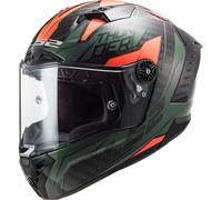 LS2 FF805 Thunder Chase Carbon Helmet, black-green-orange, size 2XL for Men