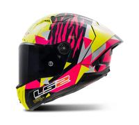 LS2 FF805 Thunder GP Aldeguer Replica Carbon Helmet, pink-yellow, size XL for Men
