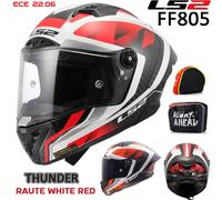 LS2 FF805 Thunder GP Raute Carbon Helmet, white-red, size M for Men