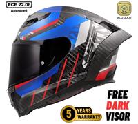 LS2 OF807 DRAGON CARBON TRAX Integralhelm blau-rot XL