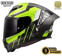 LS2 FF807 Dragon Trax Carbon Helmet, Carbon/Neon Yellow, size XXL (63/64)