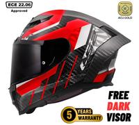 LS2 FF807 Dragon Carbon Trax, full face helmet 3XL Black/Red/Grey