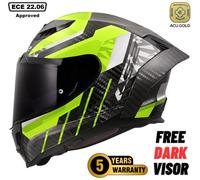 LS2 FF807 Dragon Carbon Trax, full face helmet XL Black/Neon-Yellow/Grey