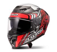 LS2 FF807 Dragon Enthum Carbon Helmet, white-carbon-red, size M for Men