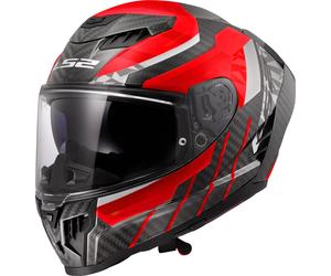 LS2 FF807 Dragon Trax Carbon Helmet, white-carbon-red, size L for Men