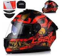LS2 FF808 STREAM-II FULL FACE DUAL VISOR ECE22.06 MOTORCYCLE HELMET, DRAKO RED